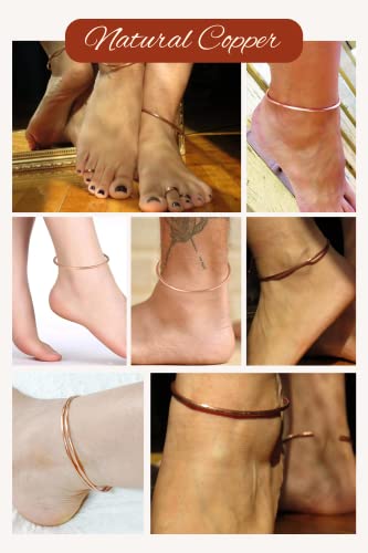 VIDEH Health Benificial Pure Copper, Tube Design Adjustable Anklet Kada Leg Kada, 4-8 Inch Diameter for Men and Women (Pure Copper Anklet KadaPACK of 1)