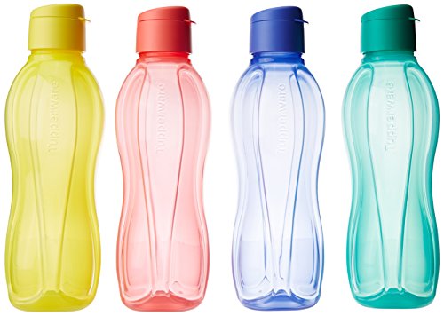 Tupperware FlipTop 1 Liter Bottle, Set of 4, MultiColor