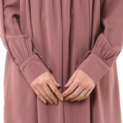 BT - Being Traditional Women’s Pleated Abaya Dress With Cuff Sleeves Made in Premium Nida Fabric (PAB-004) (2XL, Puce Pink)