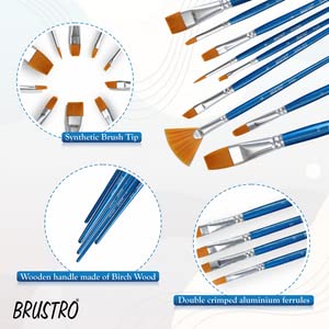 Brustro Synthetic Hair Short Handle Artists Brush Set of 15 in a Premium Zippered Brush Wallet