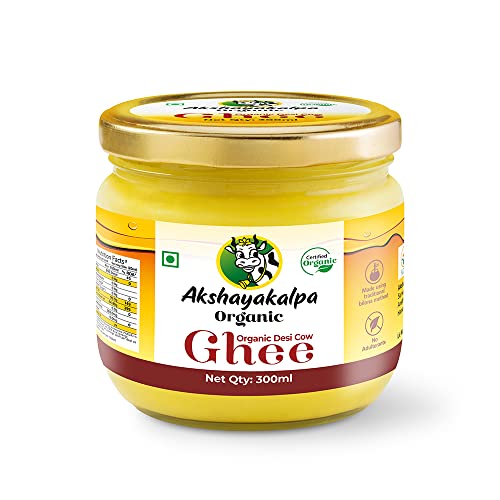 Akshayakalpa Organic Desi Cow Ghee, 300ml - Pure organic ghee, traditionally-churned, chemical-free, granular ghee, nutritious by nature
