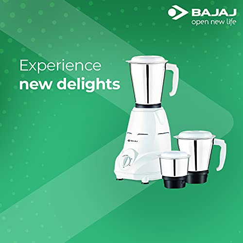 Bajaj Rex 500W Mixer Grinder with Nutri-Pro Feature, 3 Jars, White