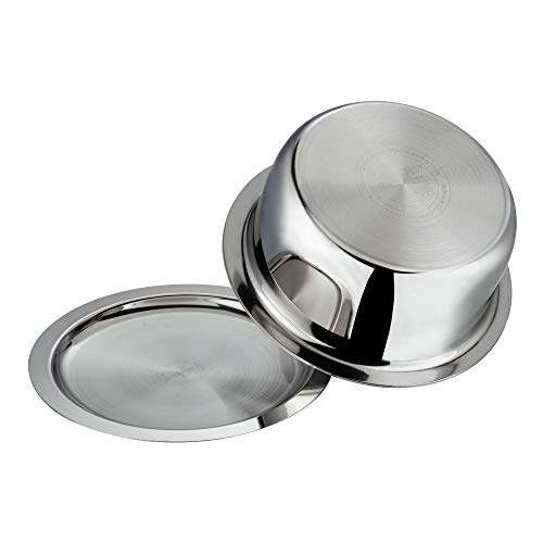 Vinod Platinum Triply Stainless Steel Tope with Stainless Steel Lid 2.5 litres Capacity (18 cm Diameter) - Silver (Induction and Gas Stove Friendly), 5 Years Warranty