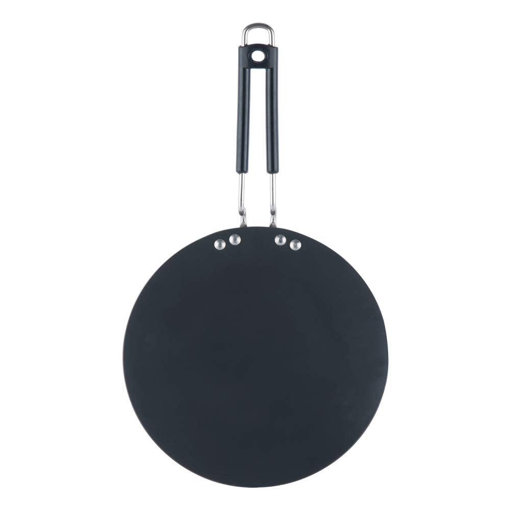 Vinod Black Pearl Hard Anodised Tawa - 30 cm | 5.25mm Thickness | Metal Spoon Friendly | Riveted Sturdy Handle | Long Lasting Roti, Paratha Tawa | 2 Year Warranty | Toxin Free