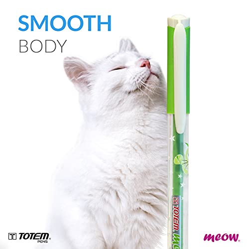 TOTEM Meow Ball Pens | 20 Pens (10 Blue Ink & 10 Black Ink) | Theme of Colourful Cats | Lightweight Design | 0.7 mm Tip | Pen for Writing | Ideal for School, Office & Business | Stick Pens Set
