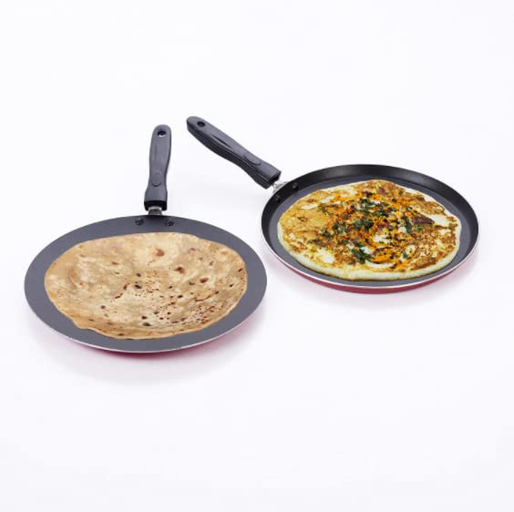 Xtend Supreme Nonstick Dosa Tawa and Concave Tawa(Roti Tawa) 2pcs Combo Set, 27.5 cm Diameter (Aluminium, Non-Stick) Gas Stove Compatible only