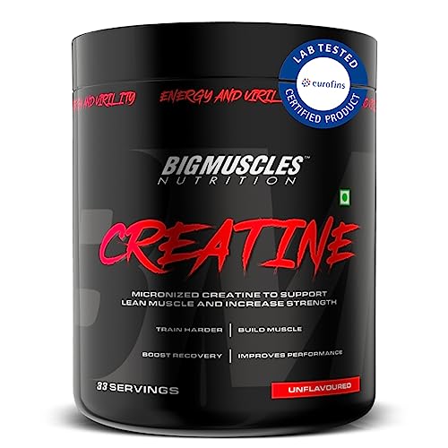 Bigmuscles Nutrition Creatine Powder [100 g, 33 Servings] | Micronized Creatine Monohydrate to Support Lean Muscle Repair & Recovery | Increase Strength and Athletic Performance