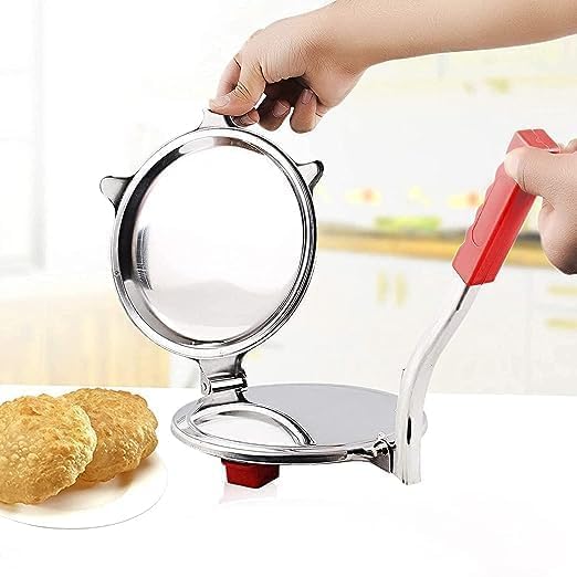 Wriniey Stainless Steel Puri Maker New Press Machine for Home and Kitchen for Making Papad khakhra poori and Many More Manual Hand Press with Handle (Pack of 1)