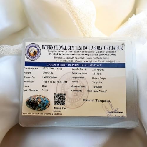 Authentic Turquoise (Firoza) Gemstone – Original Feroza for Astrological and Healing Benefits - 30 to 35 Carats