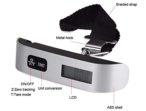 ADDCART Plastic 50 Kg Digital Luggage Scale with LCD Display Backlight Temperature Sensor and Tare Function Weighing Scale(Silver Color)