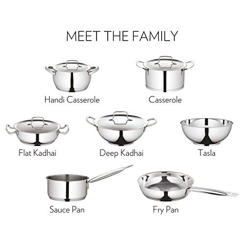 Borosil Cookfresh Stainless Steel Frying Pan 2.2 L (24 cm) | Impact Bonded Tri-ply Bottom | Gas Stove, Induction, Hot Plate Friendly | Uniform Heating, Cooltouch Handle | Skillet Fry Pan