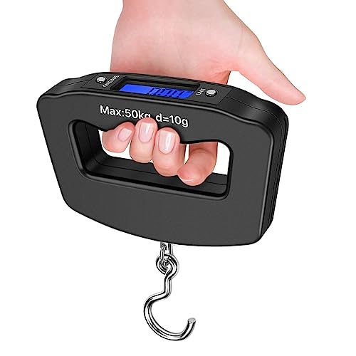 TRIDEO 15 YEARS WARRANTY Electronic Portable Digital LED Screen Luggage Weighing Scale|Baggage Weight Scale|with Hook for Travel, Fish Weighing, Black
