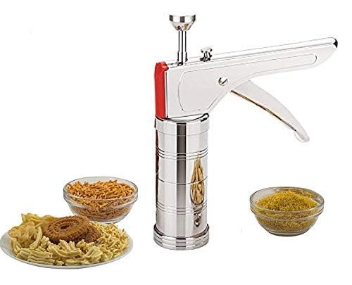 TEKCOOL Stainless Steel Kitchen Press with 15 Different Types of Jalies, Murukku Maker/Bhujiya Maker/Noodles/Cookies/Namkeen/Chakali Maker/Sev Maker/Farsan Maker/Gathiya Maker