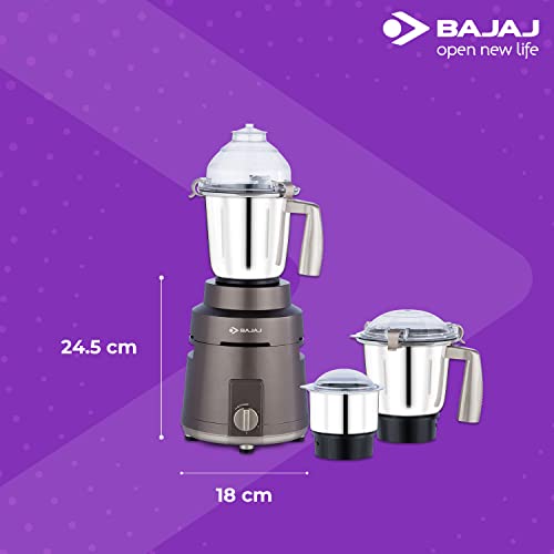 Bajaj Herculo Mixer Grinder 1000W| 100% Copper Motor Mixie For Kitchen|3 Stainless Steel Jars|Portable & Lightweight Mixer|Hands-Free Operation| Multifunctional Blades|2-Yr Warranty By Bajaj|Brown