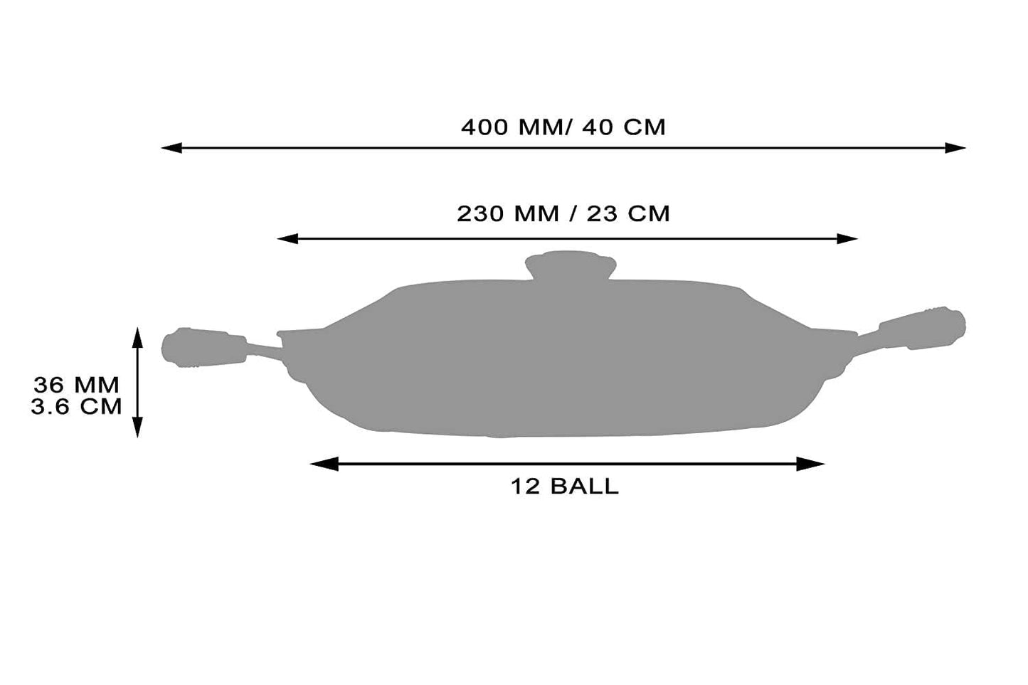Tosaa Non-Stick 12 Cavity Appam Patra Side Handle with lid, Color May Vary