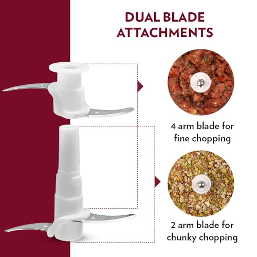 Borosil Chef Delite 300 Watts Electric Chopper for Kitchen, Twin Blade Technology, 600 ml 'chop-n-store' plastic bowl with lid, Vegetable Chopper, Cutter, Chop, Mince, Dice, Whisk, Blend