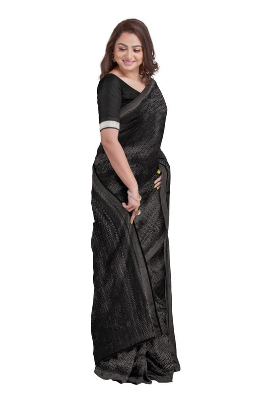 biswa bangla - where the world meets Handwoven Zari Silk Saree with Tassel with Unstiched Blouse Piece |Suitable For Wedding,Party and Festivals Ideal gift for women(5.5 Metres Saree_Black
