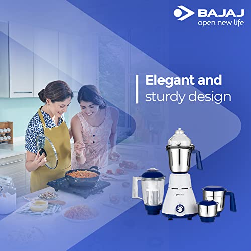 Bajaj Rex 750W Mixer Grinder with Nutri Pro Feature, 4 Jars, White