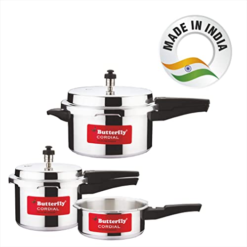 Butterfly Cordial 2 L, 3 L & 5 L Non Induction Bottom Outer Lid Pressure Cooker (Aluminium, Silver), Small