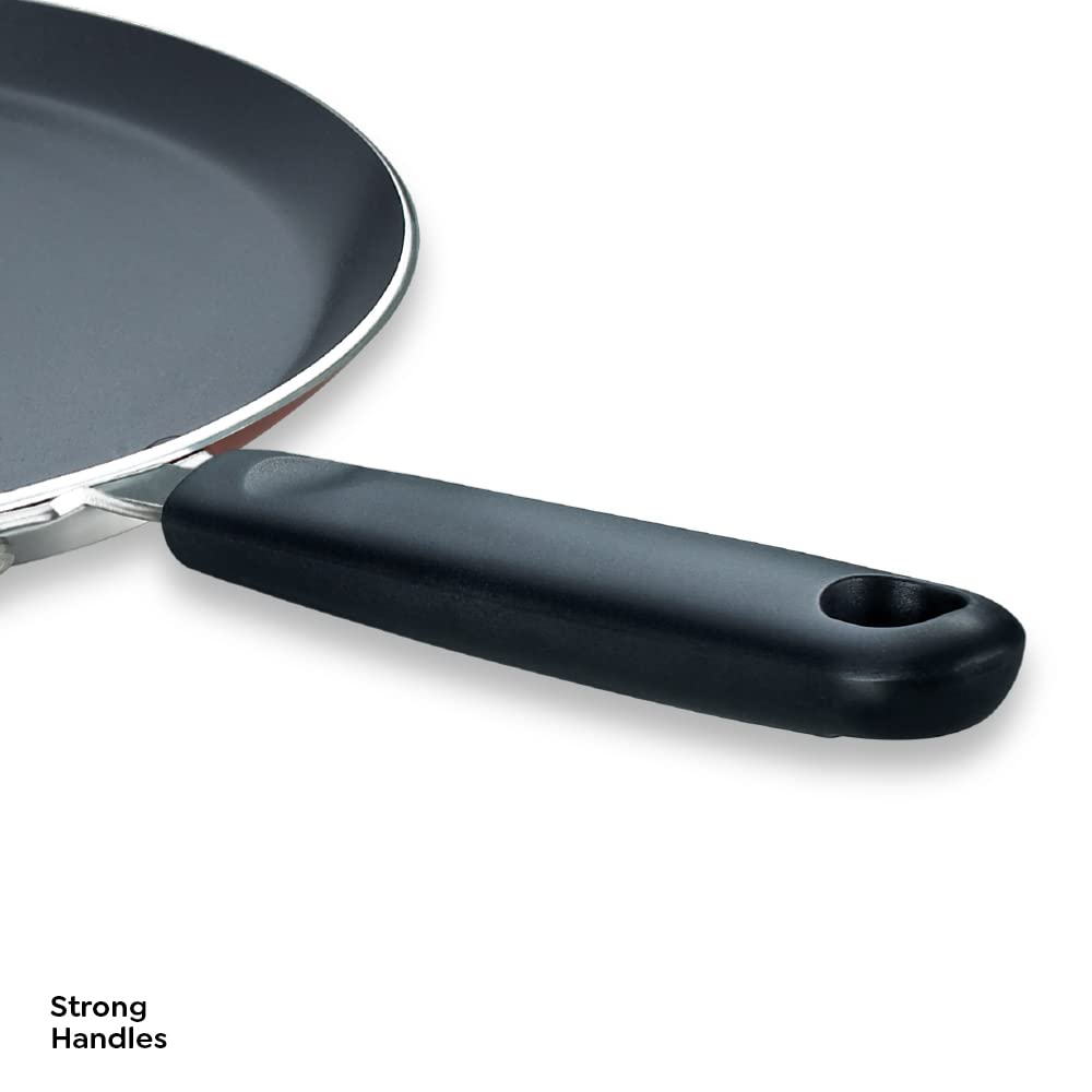 TTK Prestige OMG DLX Omni Induction Base Non-Stick Aluminium Tawa, 280mm, Red