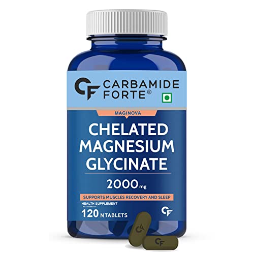 Carbamide Forte Chelated Magnesium Glycinate 2000mg Per Serving Supplement - 120 Veg Tablets