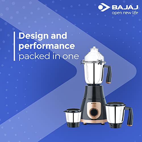 Bajaj GX-3701 750W Mixer Grinder with Nutri-Pro Feature, 3 Jars, Black