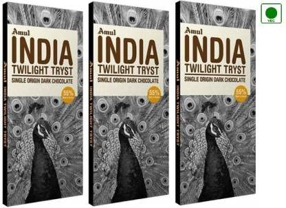 Amul India Twilight Tryst Single Origin Dark Chocolate(125g X 3) Bars (3 x 125 g)