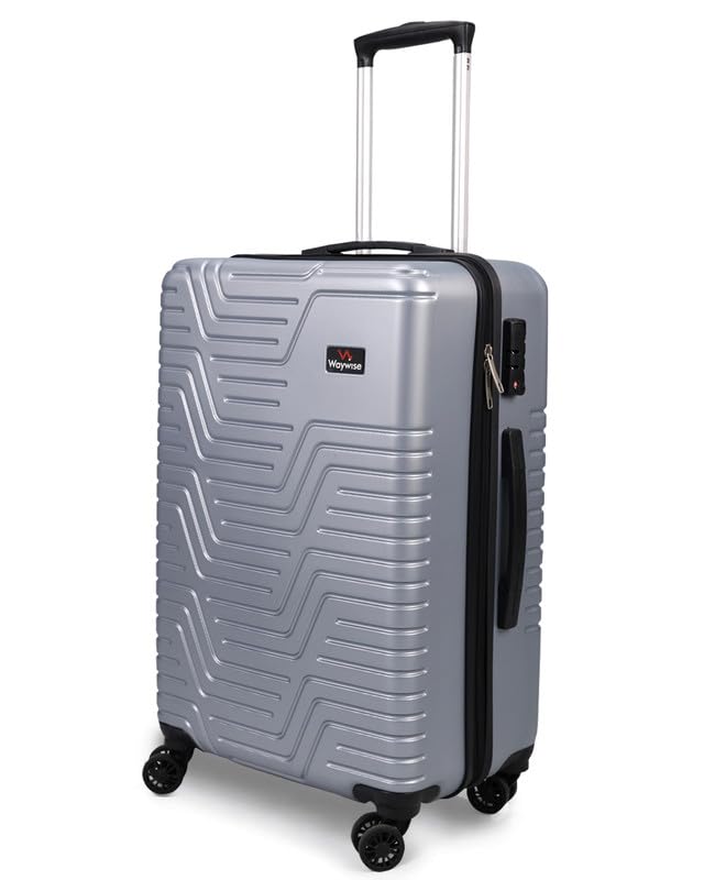 WAYWISE ScaleX Checkin Luggage|India's First Built in Weighing Scale Handle| M-65cm|TSA Lock | Poly-Carbonate Hardsided Anti-Scratch| 8 Wheel Luggage |with Laundary Bag |5 Years Warranty (Silver)