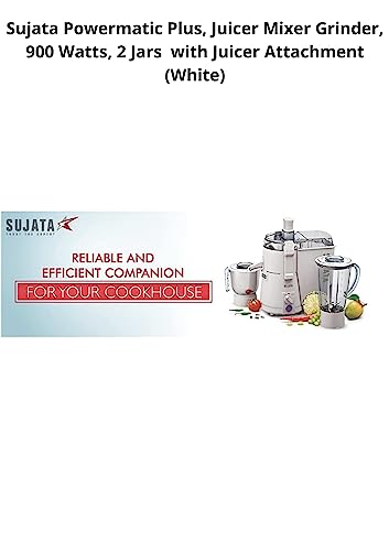 SUJATA Powermatic Plus, Juicer Mixer Grinder, 900 Watts, 2 Jars (White)