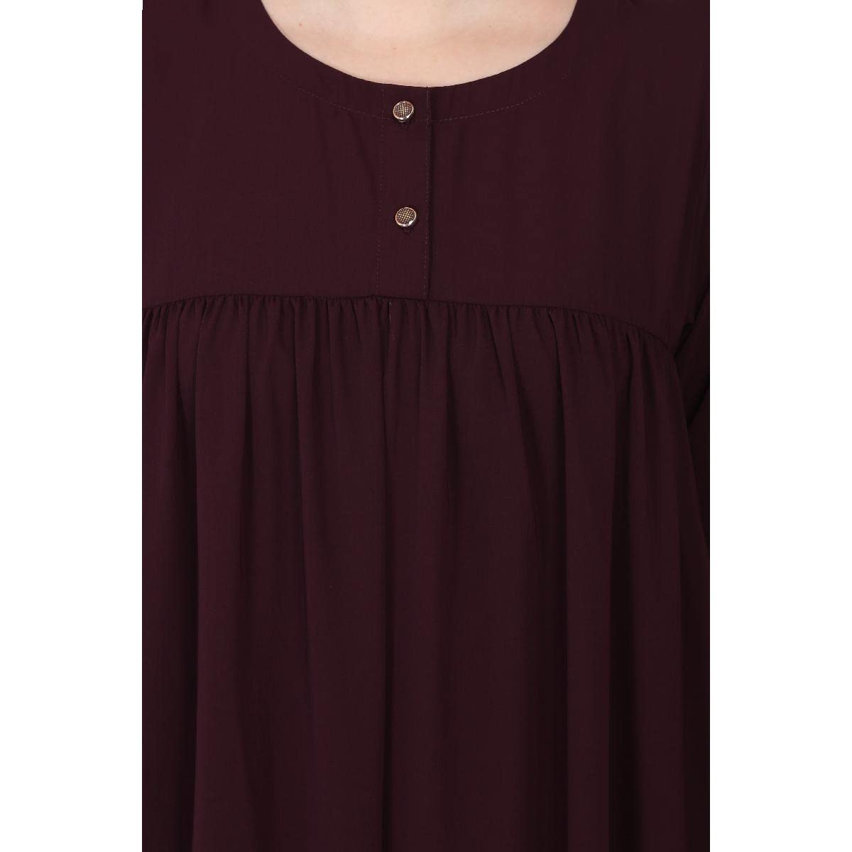 BT - Being Traditional Women’s Pleated Abaya Made in Nida Matte Fabric with Cuff Sleeves (2XL, Burgundy)