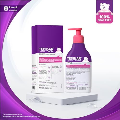 Tedibar - Body wash for Babies| 100% soap & Alkali free | Skin-friendly pH 5.5| Recommended by pediatricians | Prevents Dryness & Rashes | Suitable for Newborn Baby| 250ml