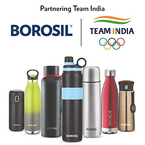 Borosil Stainless Steel Hydra Double Wall Vacuum Insulated Traveller Flask, (BLACK, 300 ml)