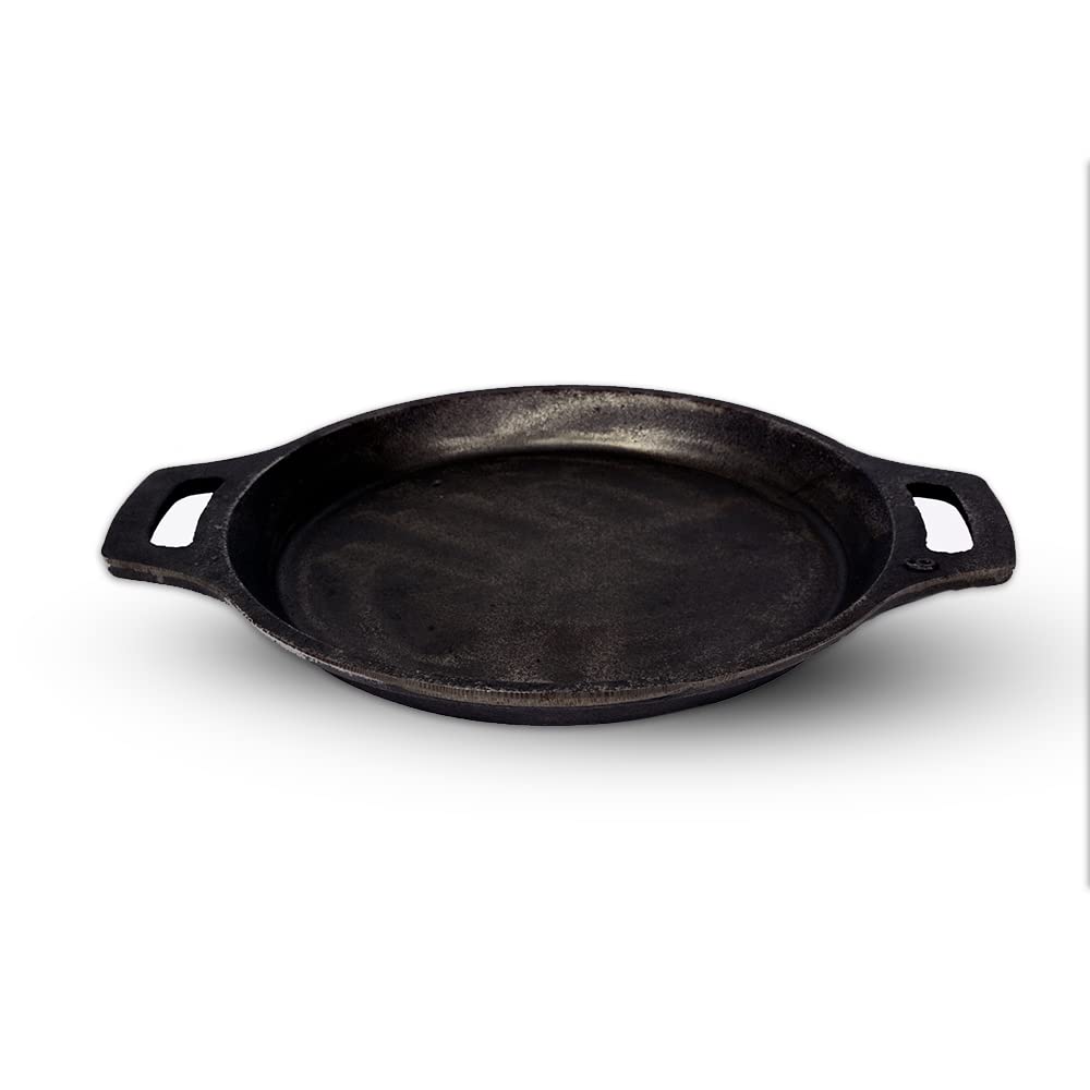 The Indus Valley Preseasoned Cast Iron Fish Fry Pan With Double Handle | Large 25Cm/ 9.8Inch, 2Kg | Induction Friendly | Nonstick Fish Fry Pan, 100% Pure & Toxin Free, No Chemical Coating, Black