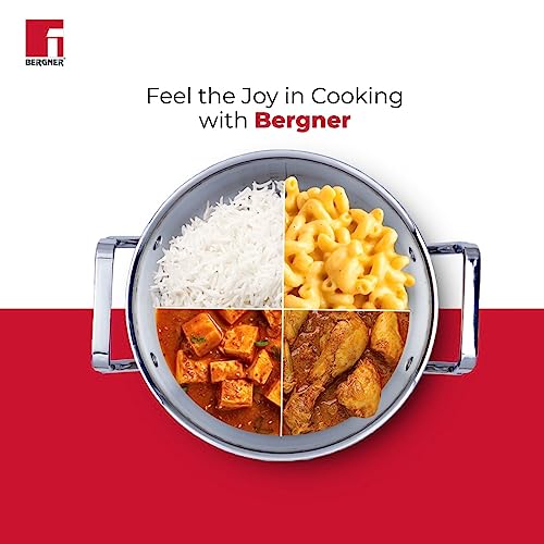 Bergner Tripro Triply Cook and Serve Casserole/ Biryani Pot/ Handi with Stainless Steel Lid, 28 cm, 3.8 Litres, Heavy Bottom Induction and Gas Ready, New Improved Handles for firmer Grip, Silver