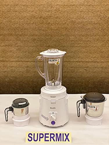 Sujata Supermix, Mixer Grinder, 900 Watts, 3 Jars (White)