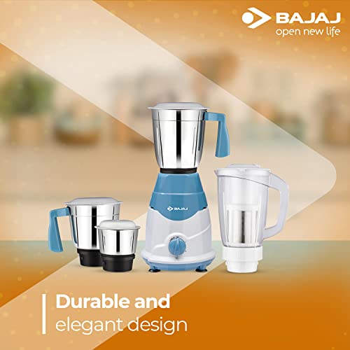 Bajaj Rex DLX 750 W 4 Jars Mixer Grinder, White and Blue
