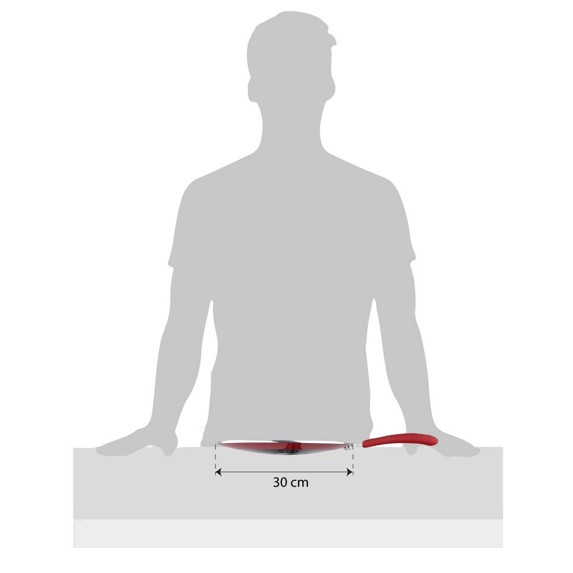 Bergner Bellini Plus 5 Layer Marble Non Stick Concave Tawa/Roti Tawa, 30 cm, Soft Touch Handle, Food Safe (PFOA Free), Thickness 4mm, 1 Year Warranty by Bergner, Red