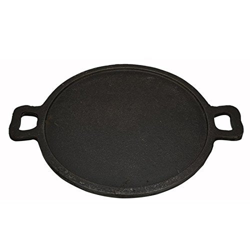 Rustik Craft Pre-Seasoned Black Cast Iron Dosa Tawa/Baking Pan with Two Loop Handles 12", Good for Cooking on Gas, Dosa,Omlete,Roasting pan (W =3500 G, Thickness 8.8 mm)