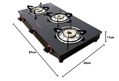 Butterfly Smart Glass 3 Burner Gas Stove & Butterfly Rhino Plus Wet Grinder, 2L (Grey), 150W