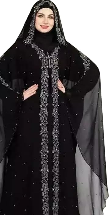 Arabian White Stone Burqa Free Size (Fits Up to 60kg Body Weight) - Modest Wear