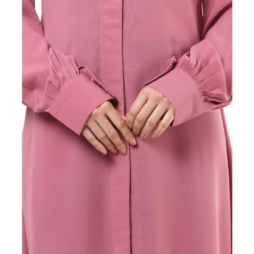 BT - Being Traditional Women’s Front Open Muslim Abaya Dress With Cuff Sleeves Made in Premium Nida Fabric (FOA-020) (2XL, Tulip Pink)