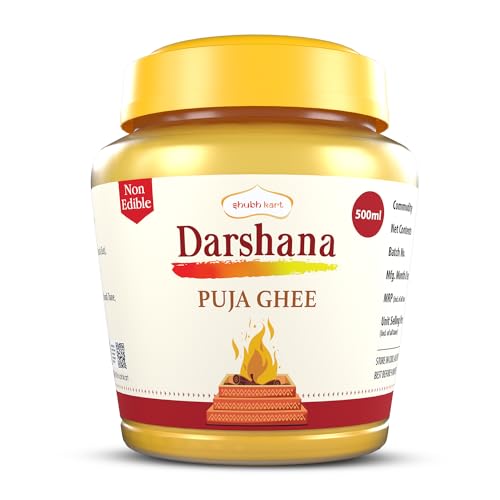 Shubhkart Darshana Puja Ghee - 500 ML for Daily Puja, Festivals| Puja Deepam Oil (Ghee for Pooja) Puja Ghee for Diya or lamp and Wicks or Batti | Rich in Aroma - 500ml Jar Pack | Non-Edible