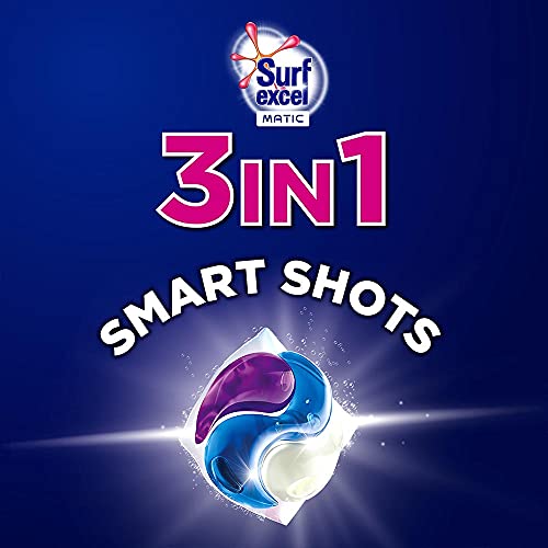 Surf Excel 3-in-1 Smart Shots Liquid Detergent For Front Load & Top Load Washing Machines | 17 Units for 17 loads | With Fragrance and Fabric Care