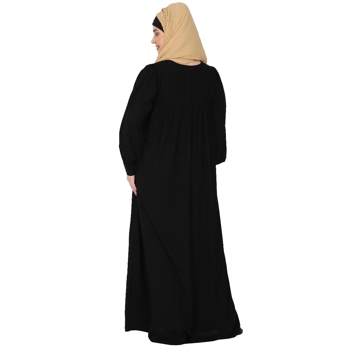 BT - Being Traditional Women’s Pleated Abaya Made in Nida Matte Fabric with Cuff Sleeves (3XL, Black)