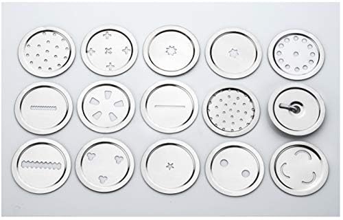 AMENDAS Chakali/Sev Sancha Stainless Steel, Kitchen Press with 15 Different Types of Jalies for Murukku Maker/Bhujiya Maker/Cookies/Namkeen/Noodles/Farsan Maker/Gathiya Maker