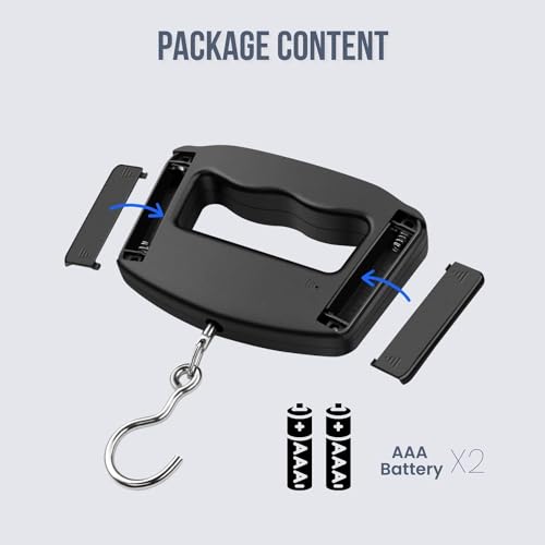 TRIDEO 15 YEARS WARRANTY Electronic Portable Digital LED Screen Luggage Weighing Scale|Baggage Weight Scale|with Hook for Travel, Fish Weighing, Black