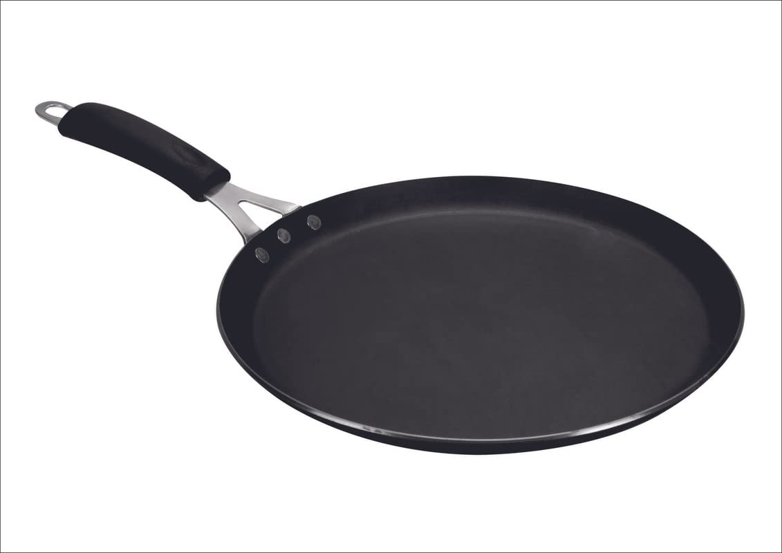 AJANTA Iron DOSA TAWA (11 inch, 3 MM Thickness) for Dosa/Roti/chapati| Gas and Induction Friendly | Non Toxic | Naturally Nonstick| Pure Iron Cookware