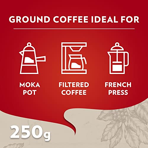 4x Lavazza Qualita Rossa Ground Coffee Pouch, (Pack of 4 - 250 g each)