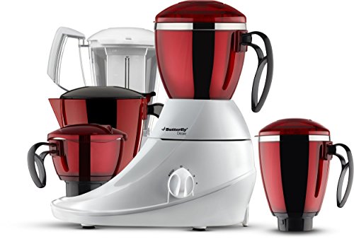 Butterfly Stainless Steel Desire Mixer Grinder with 4 Jars (Red and White), 760 Watt