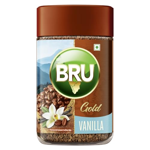 Bru Gold Vanilla 100gram | Premium Freeze Dried Coffee | Aromatic Flavoured Instant Coffee | Makes 80 cups |Powder|Jar